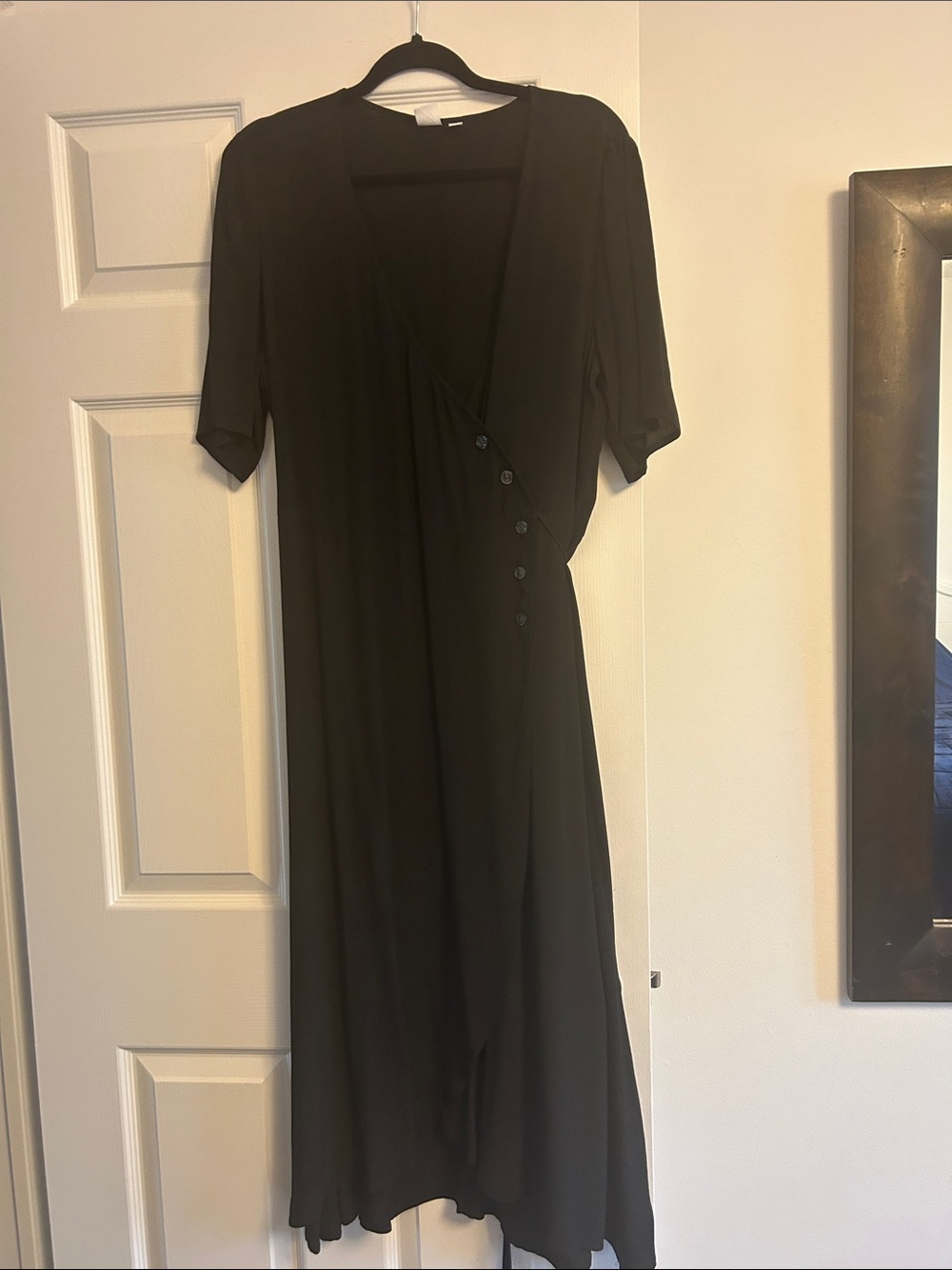 GAP Black Wrap-Style Midi Dress